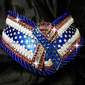 Patriotic Ribbon Rhinestone V Collar