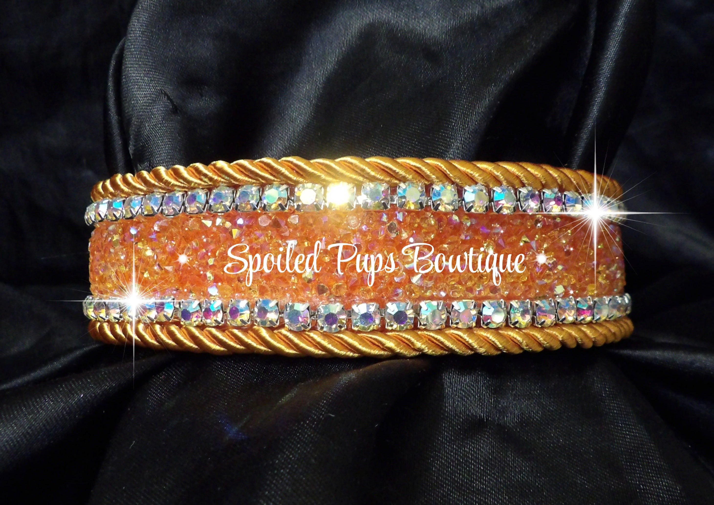 Orange Rhinestone Collar