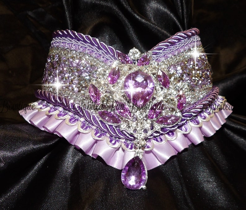 Lavender and Silver Ruffle Rhinestone V Collar - Etsy