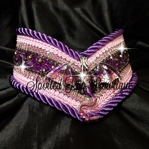 Purple and Pink Dragon Rhinestone V Collar
