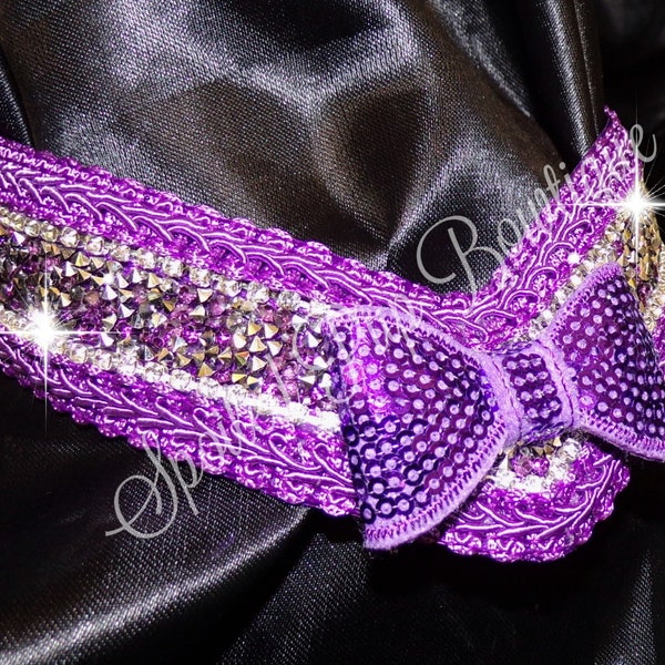 Purple Sequin Bow Rhinestone Collar