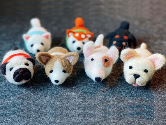 Needle Felted Wool Dog Plushie: Bull Terrier, French Bulldog, Shiba Inu, Corgi, Pug