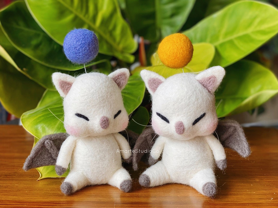 Final Fantasy XIV Moogle Wool Plushie / FFXIV Kupo Handmade Wool