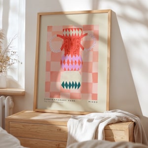 Vase Art Print: Colourful Quirky Handrawn Gluggle Jug