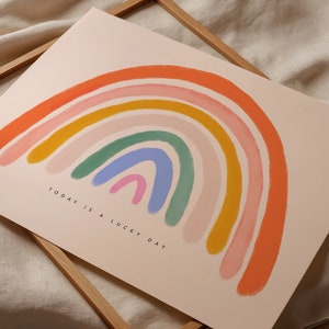Joyeux arc-en-ciel, art arc-en-ciel, impressions d'art pour enfants, impression d'art pour enfants, affiche arc-en-ciel colorée, inspiration pour les enfants, art mural pour enfants A4, A3,