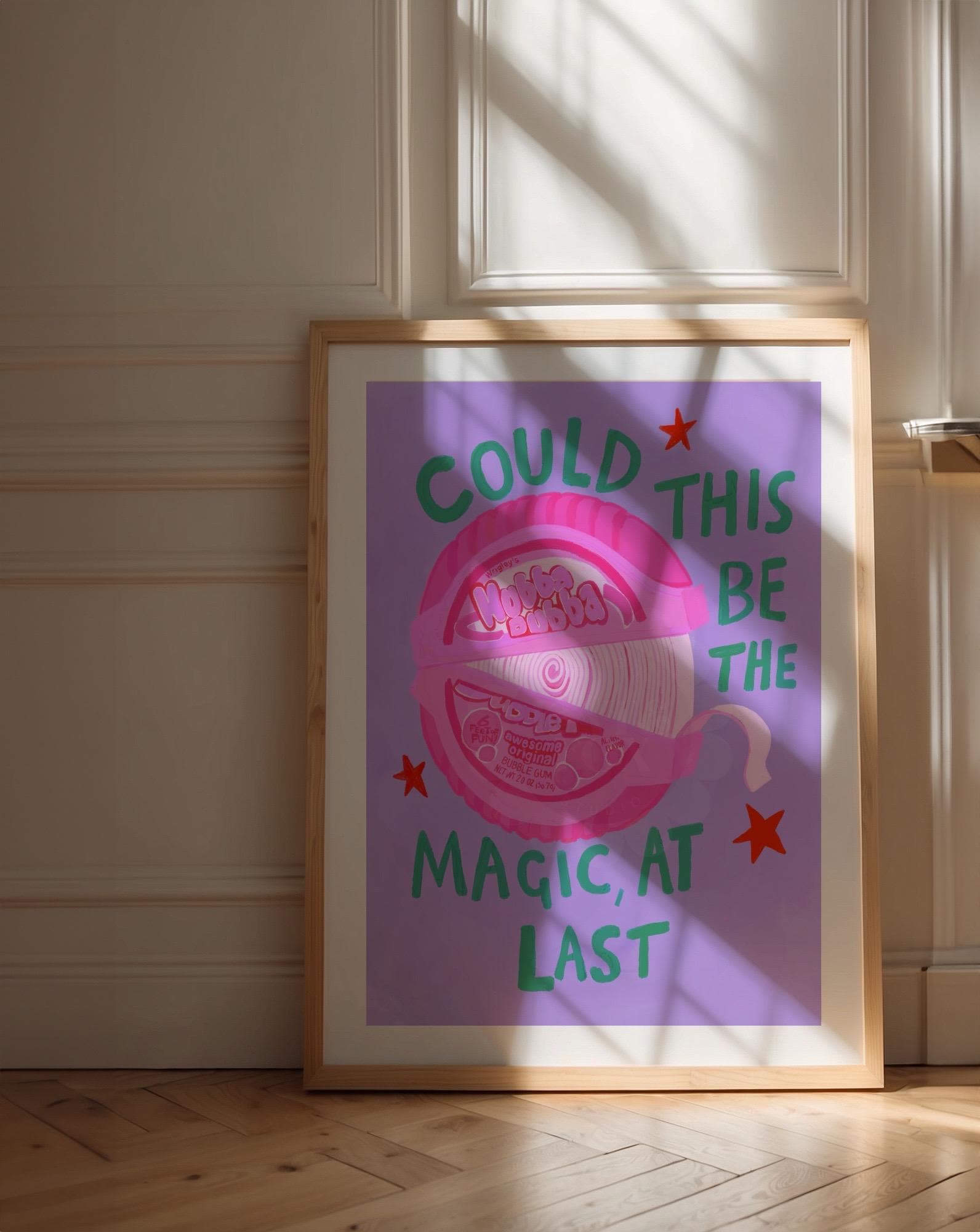 Bubble Gum Art Print: Colorful Teen Girl Room Decor by