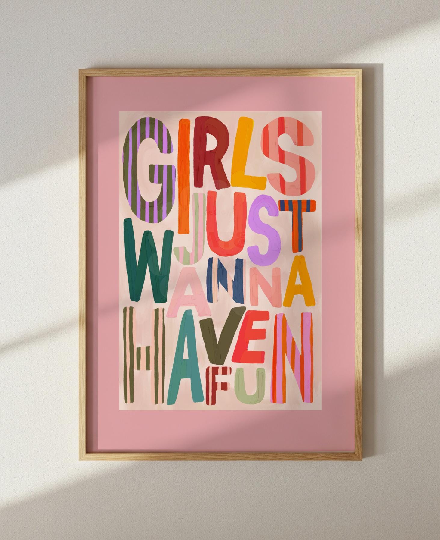 Girls Just Wanna Have Fun Print: Colorful Typography Wall Art - Etsy