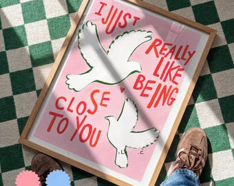 Close to You Art Print, Colourful, Dopamine Decor, Kitchen, Colourful Home,