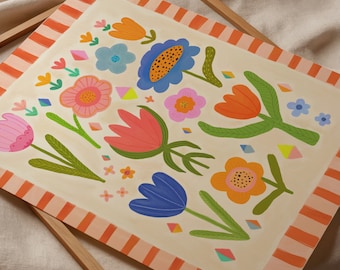 Summer Flower Print: Colorful Kids Nursery Art