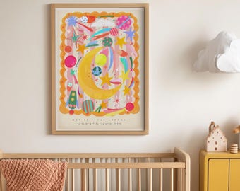 Stars Above Art Print: Colorful Nursery Decor