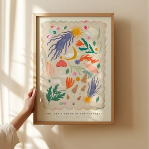 Kind des Universums / Spirituelle Illustration / Kinderzimmer / Kunst / Druck / Kinder / Blumen / Color Pop / Affirmation