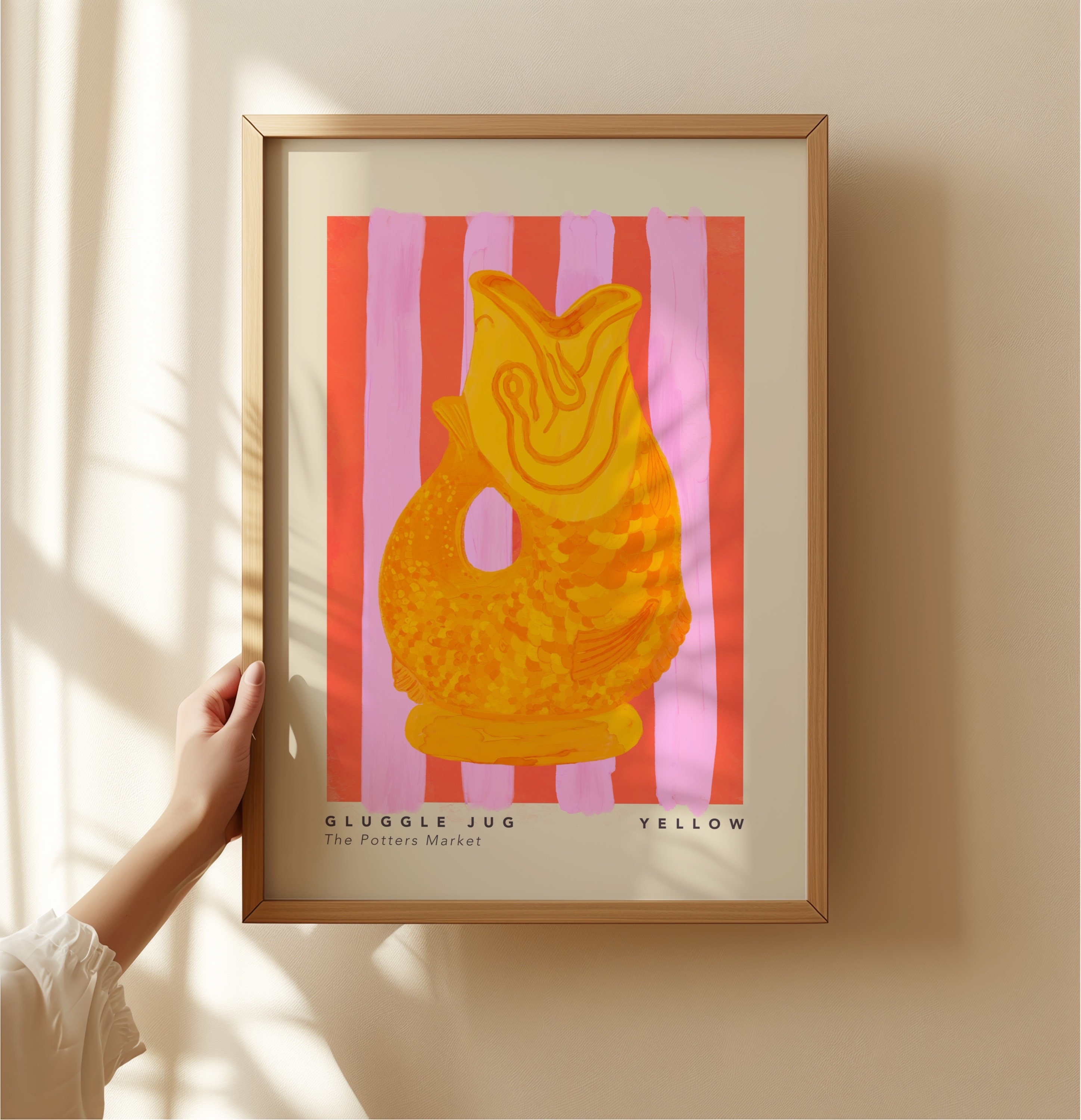 Pink Vase Art Print, Colourful Quirky Handrawn Art, Gluggle Jug, Colourful Art, Bright Colourful Art Print, Modern Art Print, Gallery Wall,