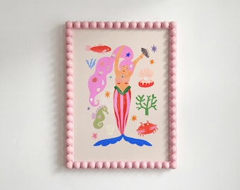 Fun Mermaid Art Print: Colorful Kids Room Decor