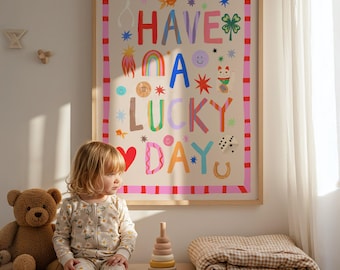 A Lucky Day: Colorful Typography Wall Art