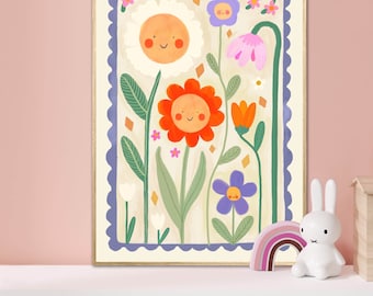 Spring Flower Illustration: Colour Pop Nursery Art Print