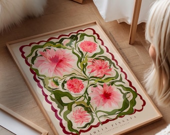 Dahlia Art Print: Colourful Hand-drawn Floral Illustration