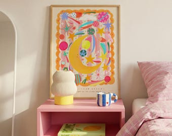 Stampa artistica "Stelle sopra": decorazione colorata per la cameretta dei bambini.