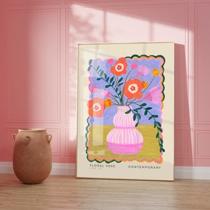 Lilac Maximalist Vase, Colourful Quirky Handrawn Art, Jug, Colourful Art, Bright Colourful Art Print, Modern Art Print, Flowers, Floral