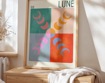 Summer Moon Art Print: Hand-Drawn Colorful Maximalist Gallery Wall Art