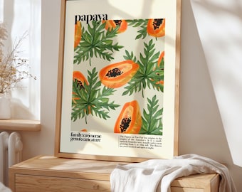 Papaya Art Print: Tropical Botanical Still Life