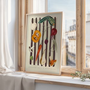 Gemüsemarkt, Hand gezeichnete Herbst Zeichnung, Veg Art Print, Herbst Kunstdruck, Buntes Wohndekor, Wohndekor, Wand Kunst, Herbst Wandkunst,