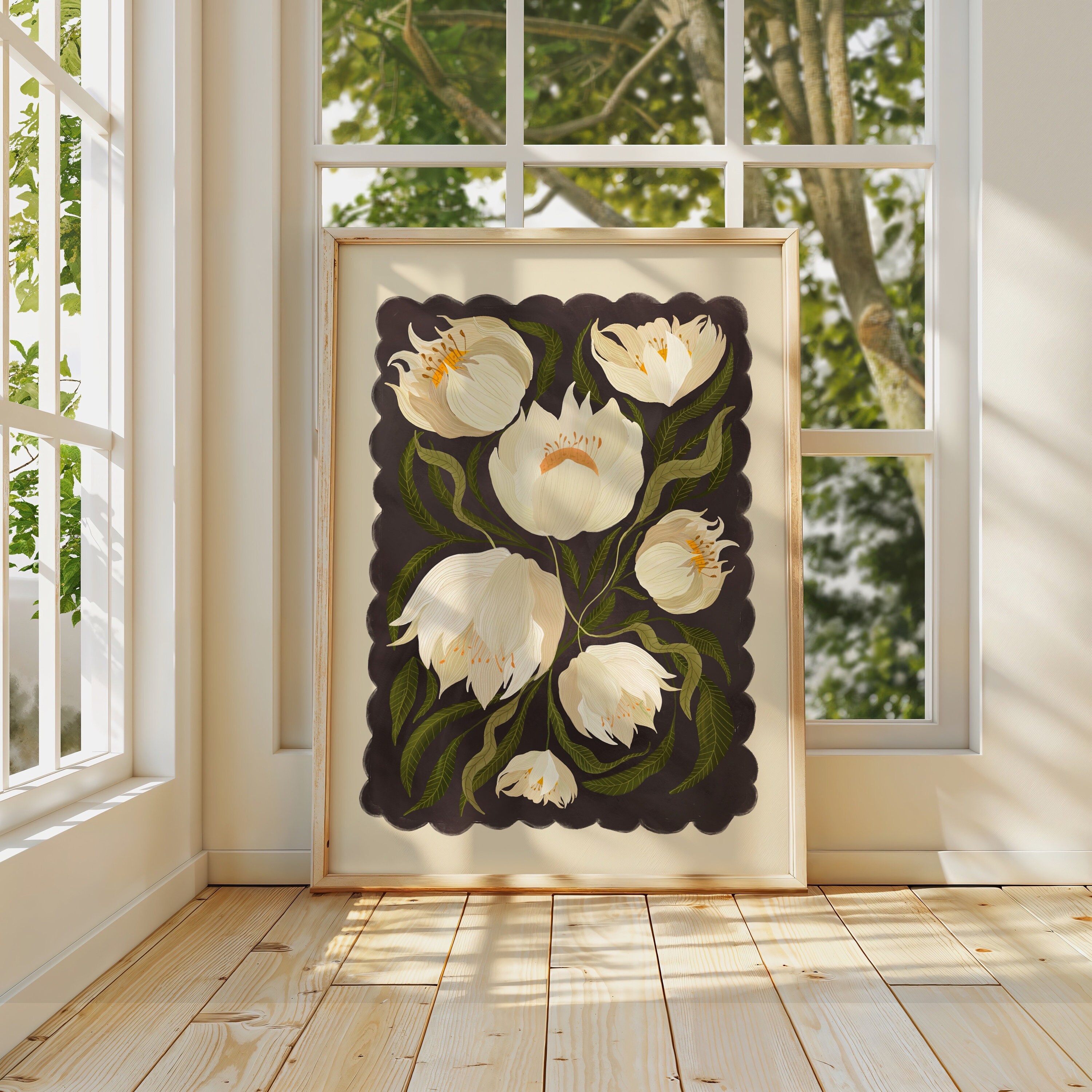 Black Peony Art Print: Monochrome Handrawn Floral Wall Art - Etsy