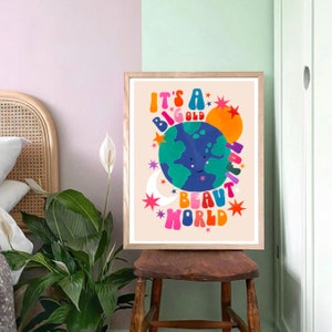 Big Beautiful World / Planet Earth / Eco / Nursery Art / Kids Room / Art / Print / Gifts for Her / kids / Rainbow / Colour Pop / Bright