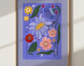 Circus Flowers Art Print: Colourful Handrawn Floral Illustration