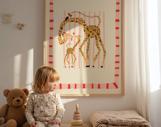 Gertie Giraffe Print: Colorful Kids Nursery Art