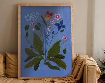 Pansy Posy Flower Art Print: Colourful Handrawn Floral Illustration