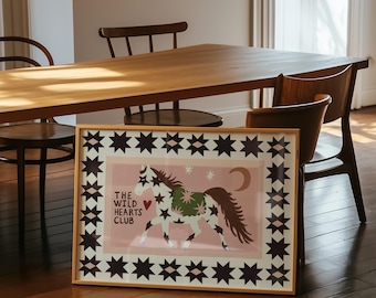 Wild Hearts Club Print: Floral Horse Illustration,  Art Print, Wall Art