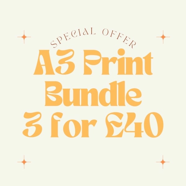 Bundle Offer, Print Bundle, Vintage Wall Art, Posters, Colourful Wall Art Deal, Sale, Gallery Wall Deals, Special Offer on Prints,