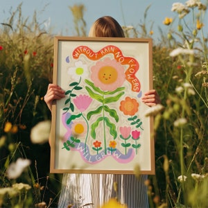 Blumen Illustration / Eco Illustration / Kinderzimmer / Illustration / Print / Geschenk Für Sie / Blumen / Color Pop