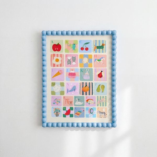 Pastel Kids A-Z Print: Rainbow ABC Nursery Art