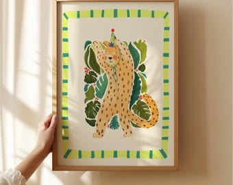 Leopard Nursery Art Print: Colorful Animal Illustration