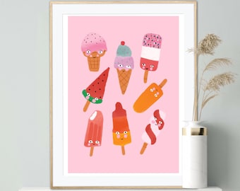 Ice Cream Print / Children’s Wall Art / Kids Prints / children’s Prints / Nursery / happy Print / play room / Wall Art / Kids Room / Summer