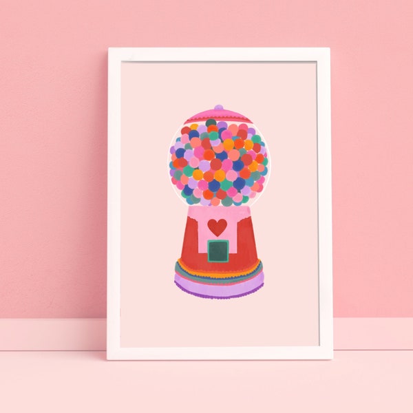 Bright Funky Print, Rainbow Bubble Gum, Kids Art Prints, Gallery Art Print, Colourful Rainbow Poster, A5, A4, A3 Kids Wall Art, Kids Rainbow