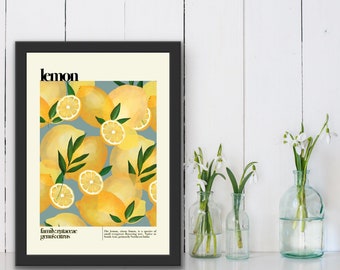 Lemon / Lemon Print / Fruit Print / Still Life / Summer Print / French Print / Fruit / Wall Art / Tropical Print / Botanical Print / Lemons
