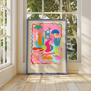 Abstraktes Gesicht Druck, Maximalist Haus abstrakter Druck, Galerie Wand Druck, Bunt Galeriewand, Hell Bunt Kunstdruck,