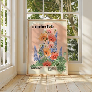 Stampa del mercato floreale: arte murale botanica colorata