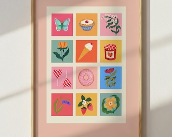 Sweetheart Art Print: Colourful Handrawn Kids Illustration, Bedroom, Colourful