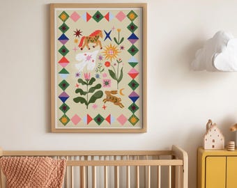 Folk Stories Illustration: Colour Pop Nursery Art Print