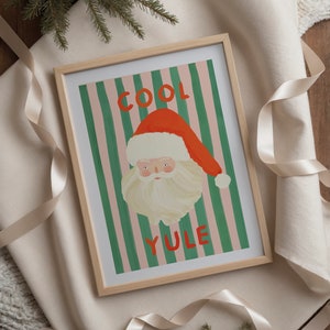 Cool Yule, Hand Drawn Christmas Drawing, Christmas Print, Christmas Home Decor , Santa Art Print, Xmas Home, Father Christmas Art Print,