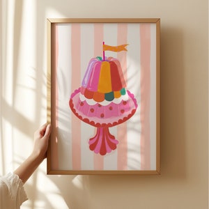 Impresión brillante y divertida, gelatina en un plato, impresiones artísticas para niños, impresión artística de galería, póster de arcoíris colorido, arte de pared para niños A5, A4, A3, arcoíris para niños,