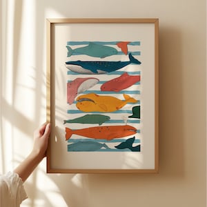 Whaley Good Time / Whale Print / Colourful Nursery Art / Kids Room / Sea Print / Gifts for Boys / kids / Rainbow / Colour Pop / Bright