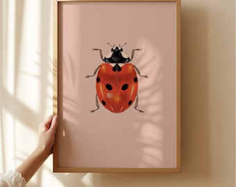 Ladybug Art Print: Vintage Insect Illustration, Gallery Wall Art