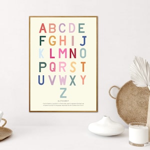 Alphabet / ABC / Eco / Nursery Art / Kids Room / Art / Print / Gifts for Her / kids / Rainbow / Colour Pop / Bright