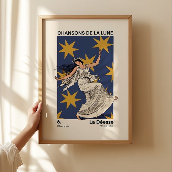 Mondgöttin Kunstdruck: Vintage französische Luna-Sterne (A5-A0)