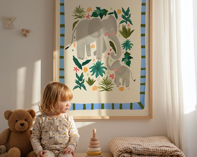 Eric Elephant Print: Kids Nursery Animal Illustration, Colour Pop Art
