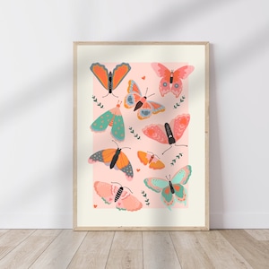 Love Bug / butterfly Print / pretty Print / Still Life / bedroom Print / illustration Print / Butterfly / Wall Art / Botanical Print / Cute